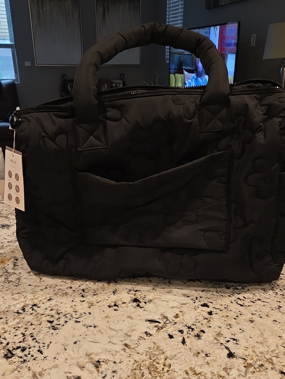 Wilo Black Flower Weekender Duffle Bag